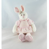 Doudou musical lapin blanc rose BUKOWSKI