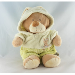 Doudou ours déguisé en lapin blanc vert NICOTOY