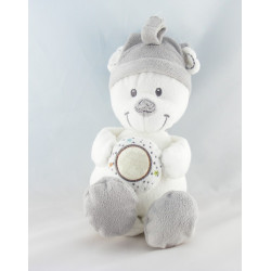 Grand Doudou ours blanc gris rayé étoile lune MOTS D'ENFANTS