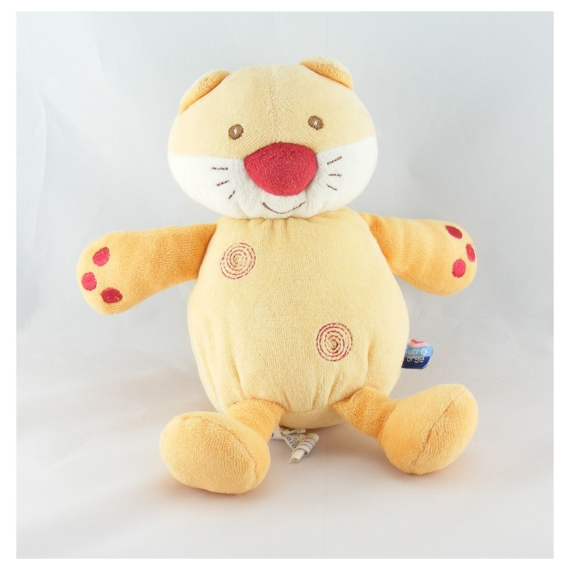 Doudou chat orange nez rouge SUCRE D'ORGE
