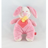 Doudou lapin rose coeur TEX 16 cm 
