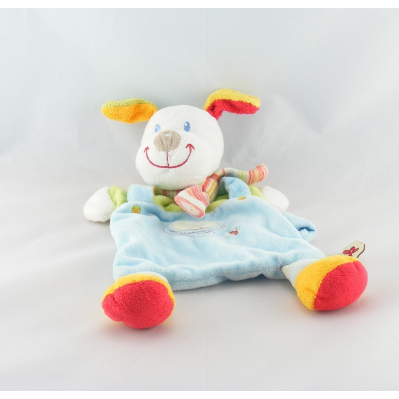 Doudou plat Chien bleu vert Nicotoy 