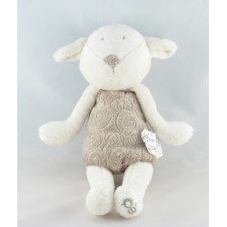 Doudou plat mouton agneau blanc gris OBAIBI