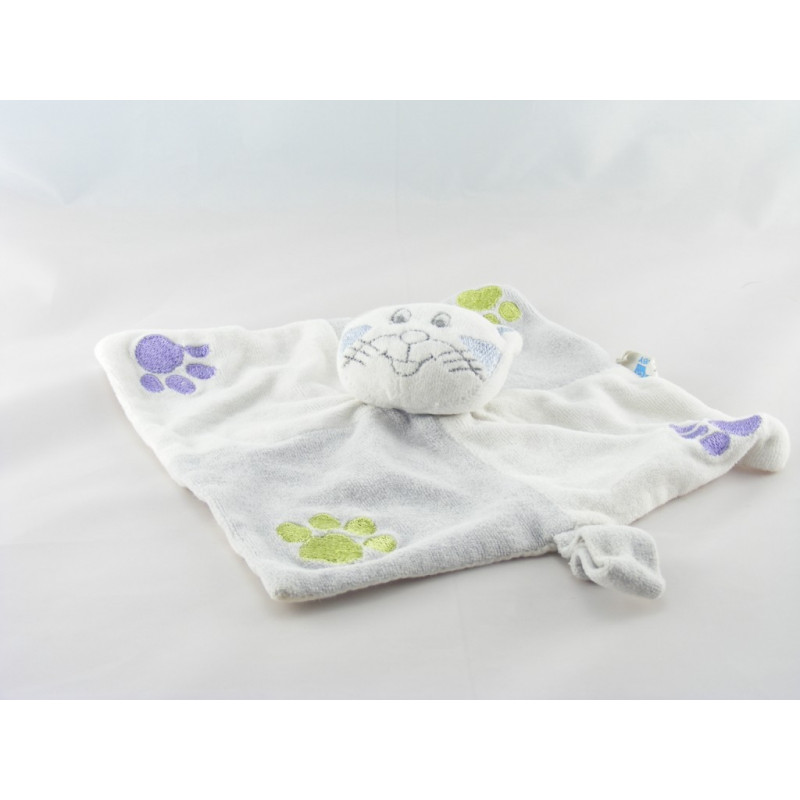 Doudou plat souris verte bleu TEX