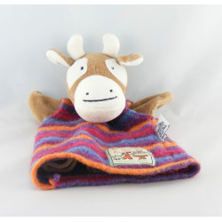 Doudou marionnette vache La grande famille MOULIN ROTY