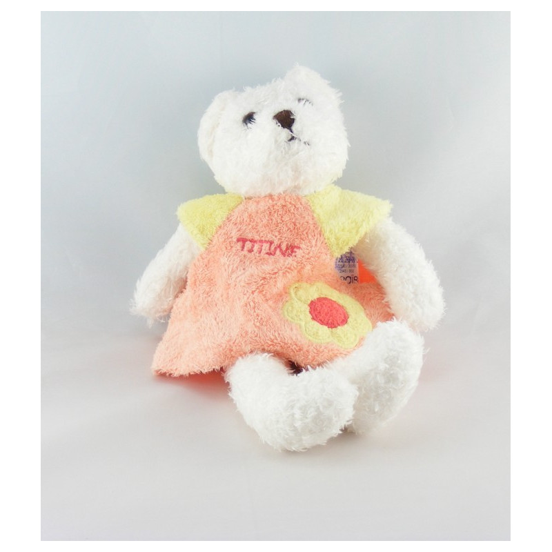 Doudou vache blanche orange jaune Titine NOUNOURS