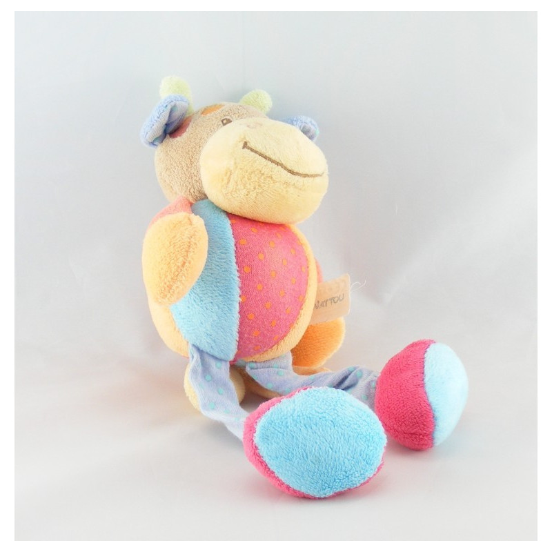 Doudou musical vache orange bleu vert NATTOU