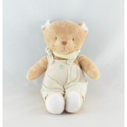 Doudou ours beige salopette foulard vert NOUKIE'S