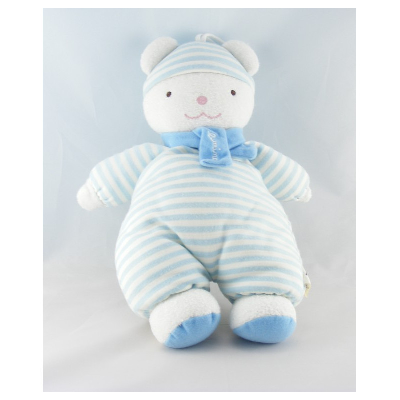 Doudou luminou ours rayure bleu JEMINI