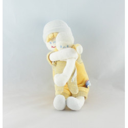 Doudou poupée fille robe rayé bleu SUCRE D'ORGE