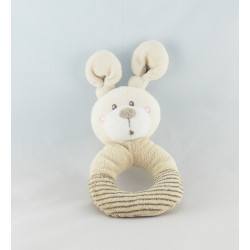 Doudou plat Lapin Beige rayé NICOTOY