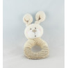 Doudou plat Lapin Beige rayé NICOTOY
