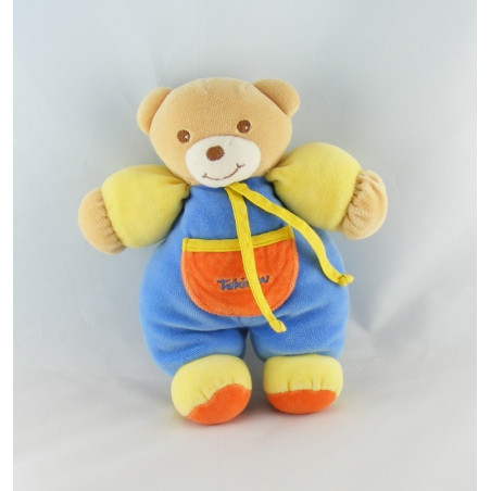 Doudou ours bleu jaune orange TAKINOU