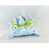 Doudou plat éléphant bleu vert NICOTOY