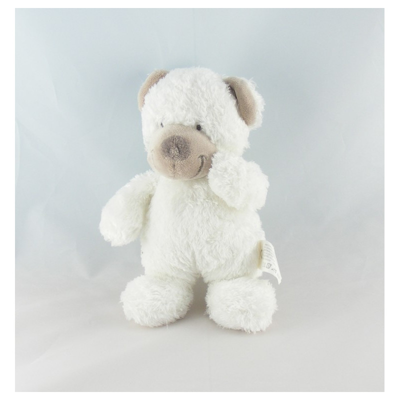 Doudou ours blanc avec doudou mouchoir bleu NICOTOY