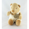 Doudou ours beige salopette blanche DOUDOU ET COMPAGNIE