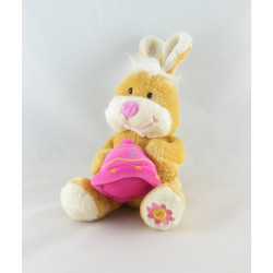 Doudou lapin blanc cloche rose GIPSY