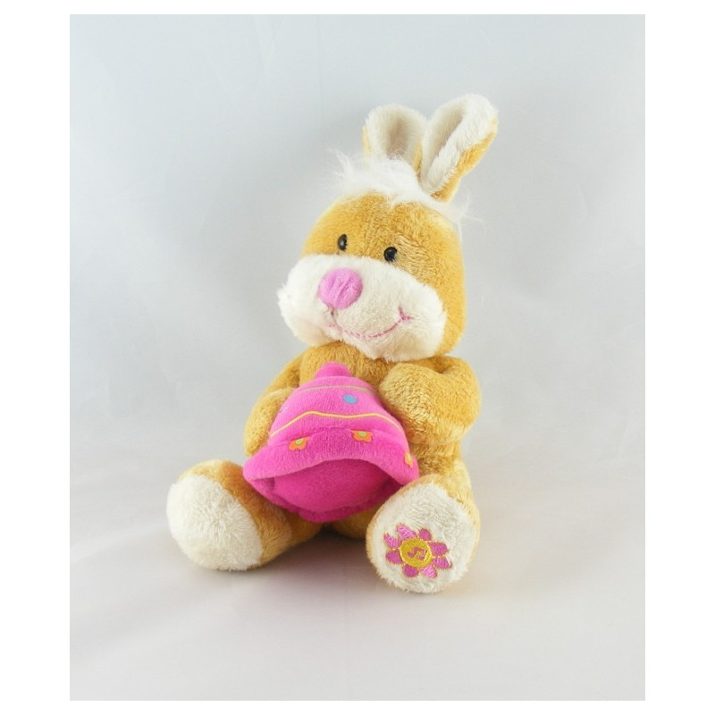 Doudou lapin blanc cloche rose GIPSY