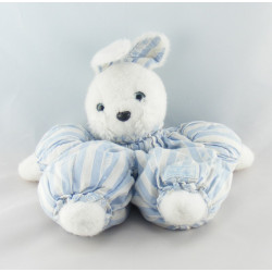 Doudou lapin blanc rayé bleu TARTINE ET CHOCOLAT