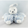 Doudou lapin blanc rayé bleu TARTINE ET CHOCOLAT