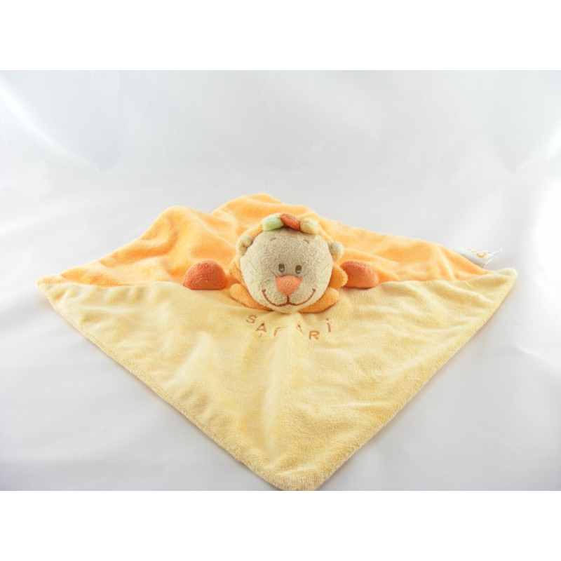 Doudou plat éléphant orange Safari DOUKIDOU