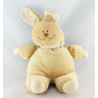 Doudou lapin beige blanc noeud marron NOUKIE'S