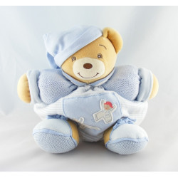 Doudou patapouf ours blanc bleu enfant laine KALOO