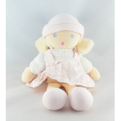 Doudou poupée lutin fille robe rayé bleu TARTINE ET CHOCOLAT
