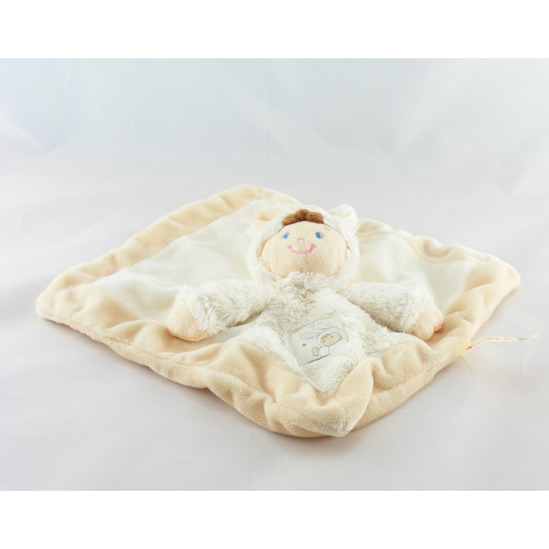 Doudou plat garçon déguisé en lapin rose NICOTOY