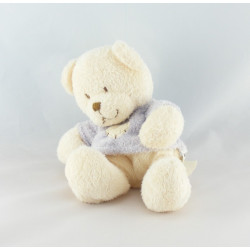 Doudou ours blanc pull rose coeur NICOTOY