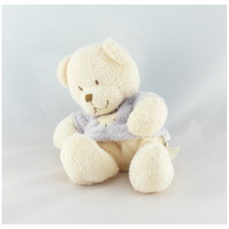 Doudou ours blanc pull rose coeur NICOTOY