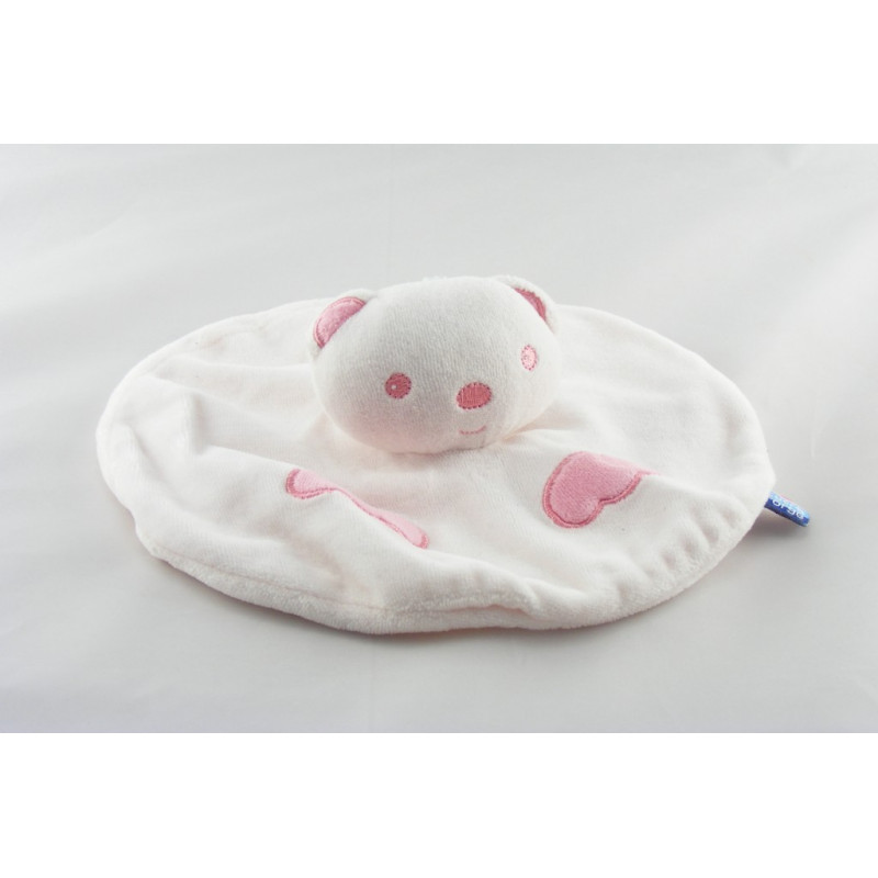 Doudou plat ours chat rose fleur SUCRE D'ORGE