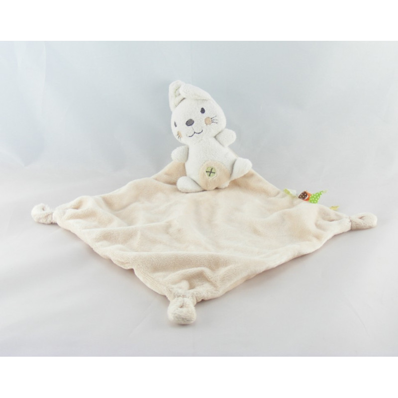 Doudou plat chien beige gris avec mouchoir NICOTOY