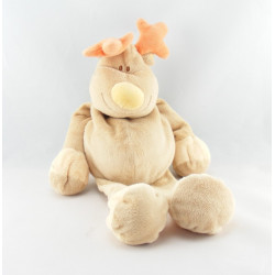 Doudou plat hippopotame beige bleu KIABI