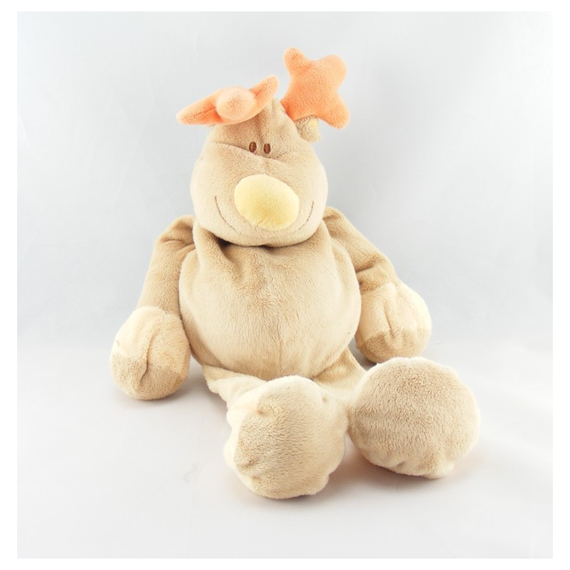 Doudou plat hippopotame beige bleu KIABI
