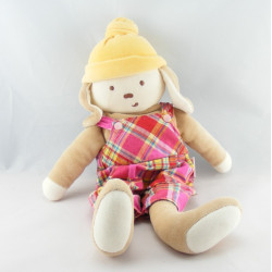 Doudou lapin chien beige bonnet orange COROLLE