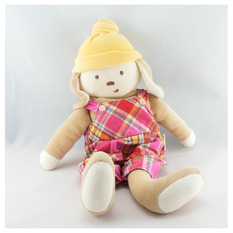 Doudou lapin chien beige bonnet orange COROLLE