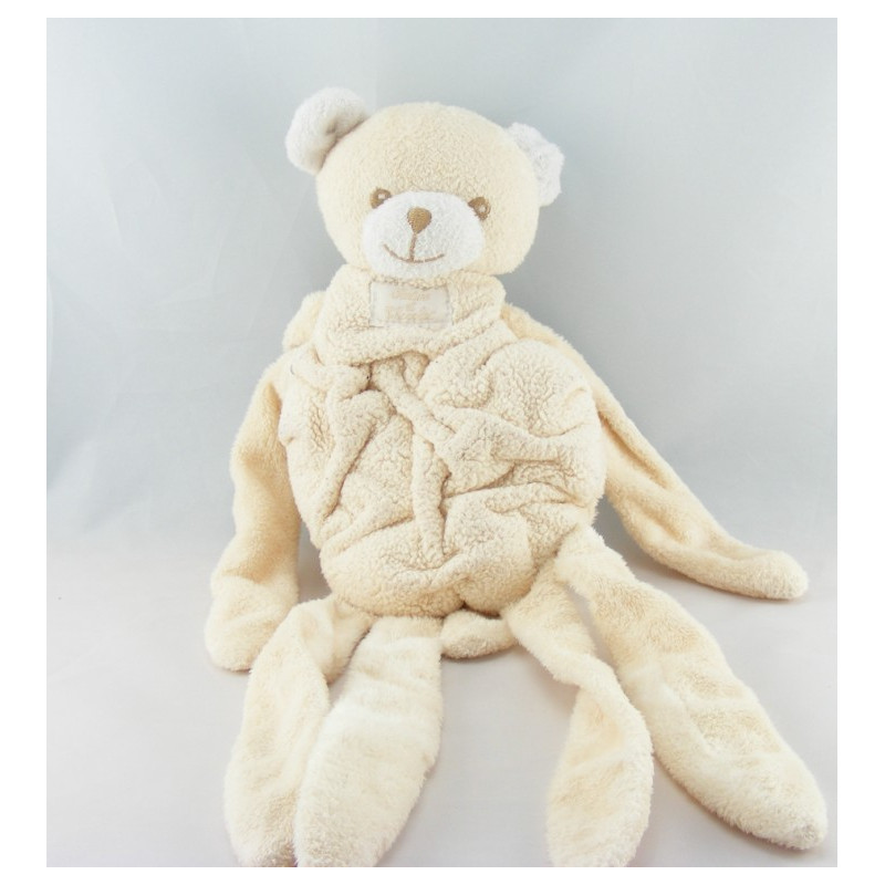 Doudou plat ours écru beige blanc TARTINE ET CHOCOLAT