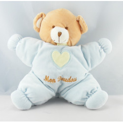 Doudou semi plat ours rose orange coeur jaune NOUNOURS
