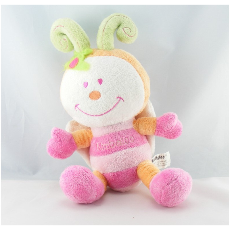 Doudou plat insecte papillon jaune vert KIMBALOO