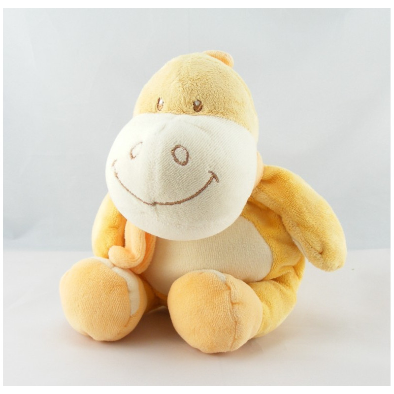 Doudou  dinosaure jaune orange BENGY 15 cm 