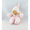 Doudou poupon bébé rose col fleurs COROLLE 