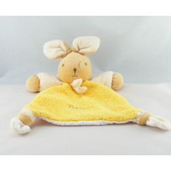 Doudou plat jaune vert orange lapin TAKINOU 