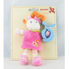 Doudou semi plat vache rose pois foulard vert oiseau NICOTOY