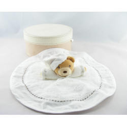 Doudou plat rond blanc ours dragée KALOO