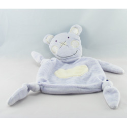 Doudou plat ours parme mauve rayé DEGROOTE