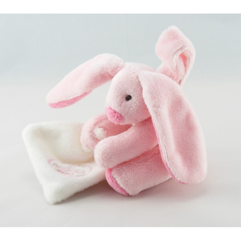 Doudou et compagnie attache tétine lapin bleu avec mouchoir 