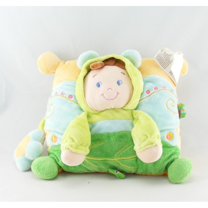 Doudou garçon déguisé en papillon vert bleu NICOTOY