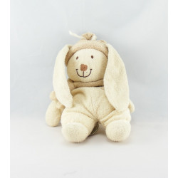 Doudou Lapin écru bonnet et foulard beige NICOTOY