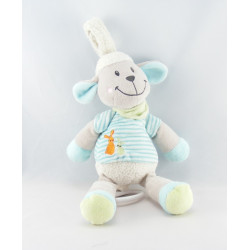 Doudou mouton pull rayé bleu lapins brodés NICOTOY